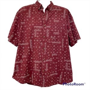 Old Navy Shirt Bandana Abstract Geo Print Slim Fit XXL Stretch Flex Cott…